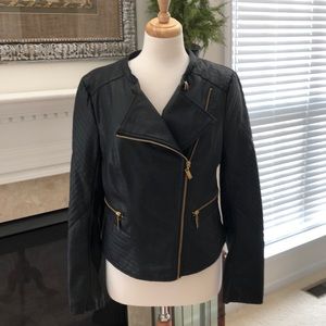 Laura Lane Faux Leather Moto Jacket